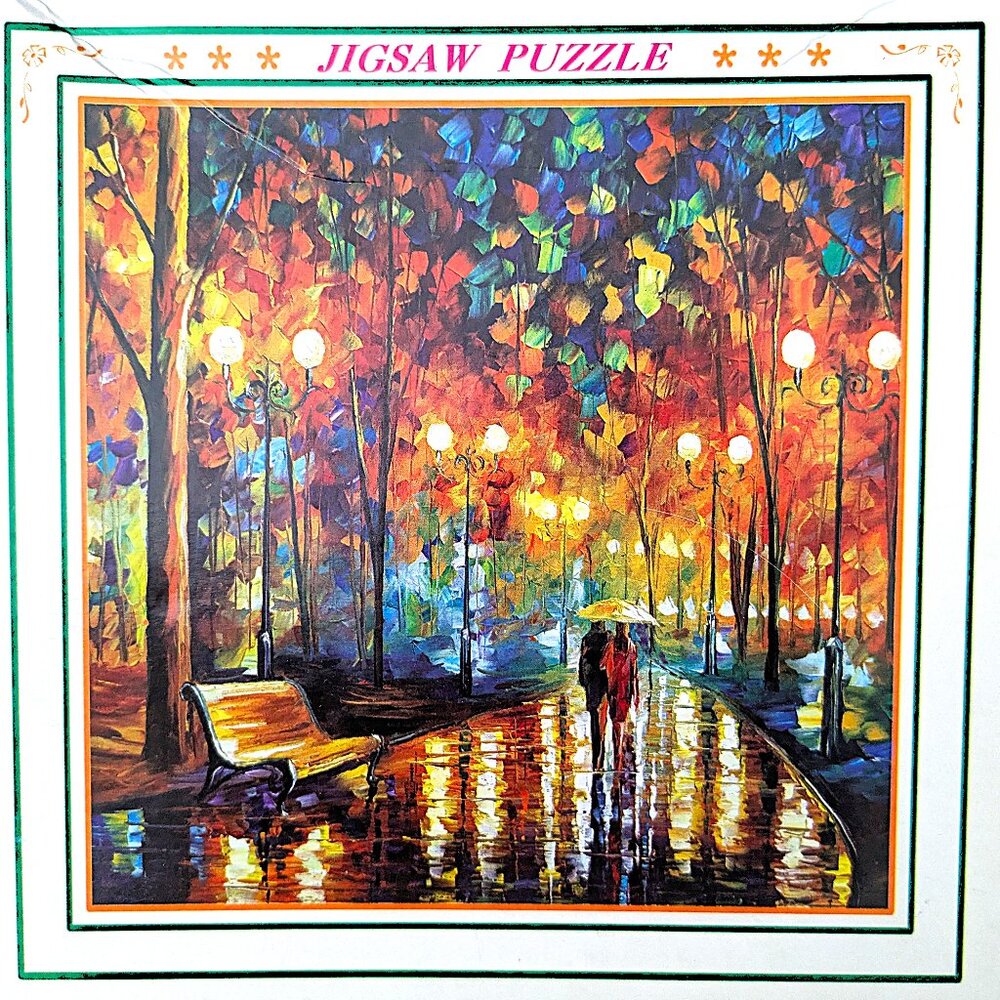 Jigsaw Puzzle Rainy Night Stroll 1000 piece EUC